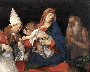 Lorenzo Lotto Madonna and Child with St Ignatius of Antioch and St Onophrius France oil painting artist